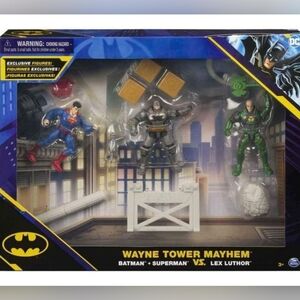 DC Comics, Wayne Tower Mayhem Playset | 4-inch Batman, Superman and Lex Luthor